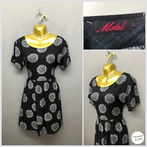 MOTEL Women's Black Mix Lace-up Short Sleeve Dress Small - Picture 1 of 12