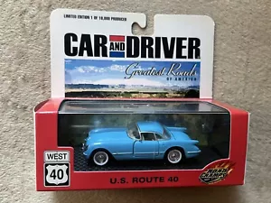 Road Champs 1/43 Car & Driver 1955 Corvette GREATEST ROADS OF AMERICA US 40 NIB - Picture 1 of 8