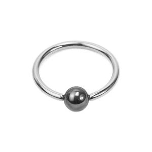 16GA Captive Bead Rings Solid Titanium with Hematite Bead Nose Piercings Jewelry - Picture 1 of 9