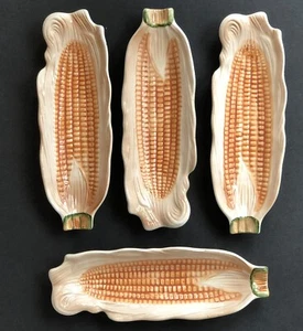 Juego de 4 platos de maíz en la mazorca de los años 50 hechos en Japón para servir de cerámica vintage - Imagen 1 de 6