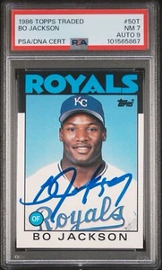 Autografo 1986 Topps Traded Bo Jackson Rookie #50T RC SP audace firma PSA 7/9 - Foto 1 di 2