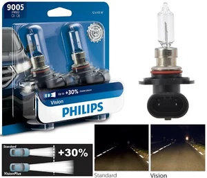 Philips Vision 30% 9005 HB3 65W Zwei Glühbirnen Kopf Licht Hoch Beam für Halogen - Bild 1 von 12