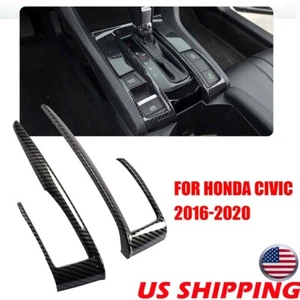 Carbon Fiber Interior Gear Shift Box Strip Cover Trim For Honda Civic 2016-2020 - Picture 1 of 11