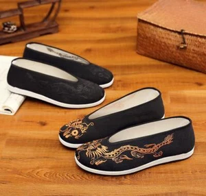 New Men Chinese Kung Fu Martial Art Tai Chi Trainers Shoes Dragon Driving Shoes - Picture 1 of 14