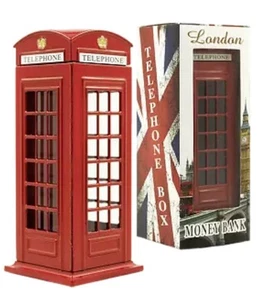 Caja telefónica metálica Londres caja de dinero recuerdo británico regalo de Navidad - Imagen 1 de 1