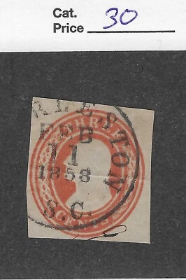 U 2 cut envelope square, three cent orange, 1858 - Image 1 of 2