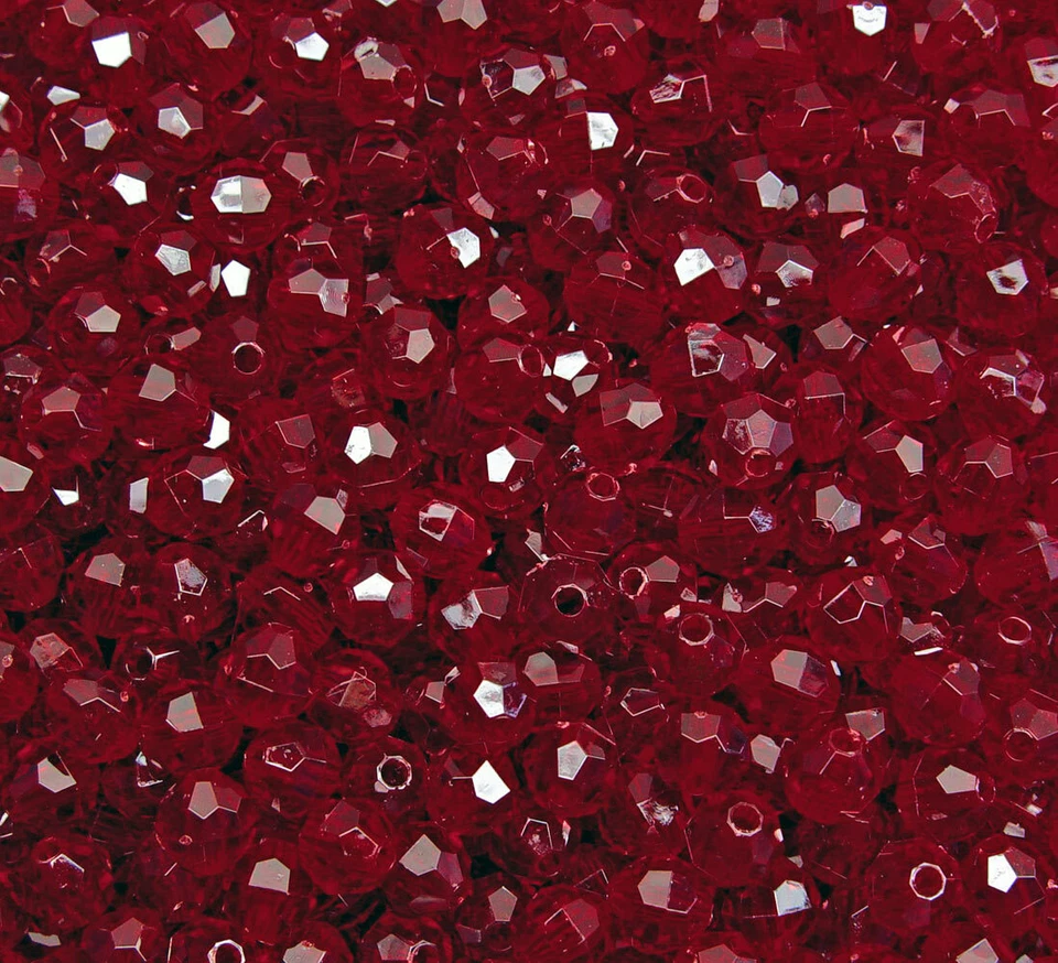 Dark Ruby Red 8mm Faceted Round Craft Beads 500pc. made in USA - Image 1 of 1