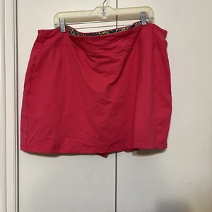 Lands' End Skort Size 26W 3X Deep Raspberry Pink Skirt Built In Shorts Pockets - Picture 1 of 13