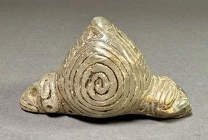 Taino. Reptilian Head. Full Swirl Cone. Marble. PreColumbian - Picture 1 of 3