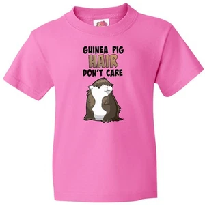 Inktastic Guinea Pig Hair Don't Care Youth T-Shirt Animals Piggy Cute Cuddly Pet - Picture 1 of 8
