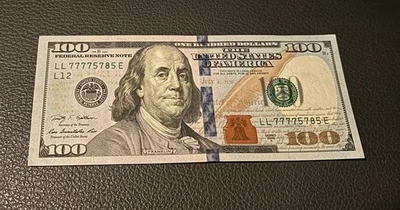 2009 $100 BILL LUCKY 7'S REPEATER FANCY SERIAL NUMBER First 4  7777 Plus Another - Image 1 of 3