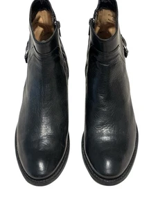 Botas para mujer Frye Shirley Shield botín negro con cremallera lateral corta con hebilla 8,5B usadas en excelente estado - Imagen 1 de 7