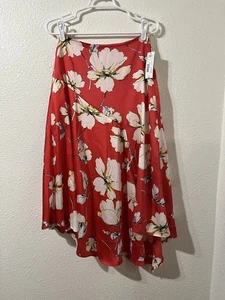WORTHINGTON Damenrock asymmetrischer Saum gefüttert Größe 2 neu mit Etikett Riley Floral Karriere - Bild 1 von 10