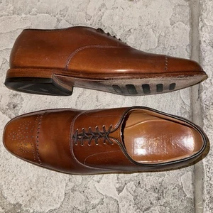 Allen Edmonds Dryden Cognac Leather Brogue Cap Toe Oxford Shoes 10 D Mens - Picture 1 of 9