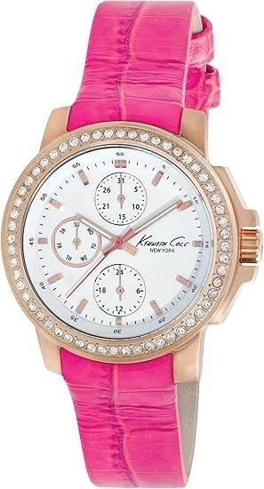 Kenneth Cole New York Ladies Diamond Chronograph Pink Leather Band Watch KC2807 - Image 1 of 1