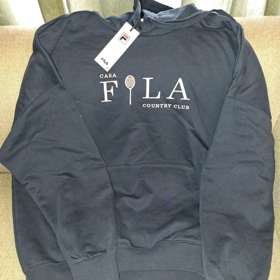 Fila Country Club Hoodie RU431114-400 Men’s XL Black Pullover Sweatshirt