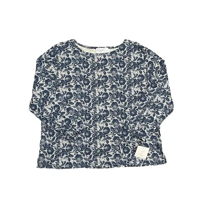 NUEVO CON ETIQUETAS Blusa Liz Claiborne Mujer 3X Azul Floral Tejido Manga Larga Boho Cottagecore Foto 1 de 4