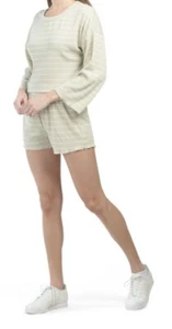 Short Set Size Small Womens 2 Piece Thermal Long Sleeve Stripe Set NEW! - Picture 1 of 1