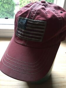 Vintage Polo Ralph Lauren Red Baseball Cap Hat w/ Stitches on the American Flag