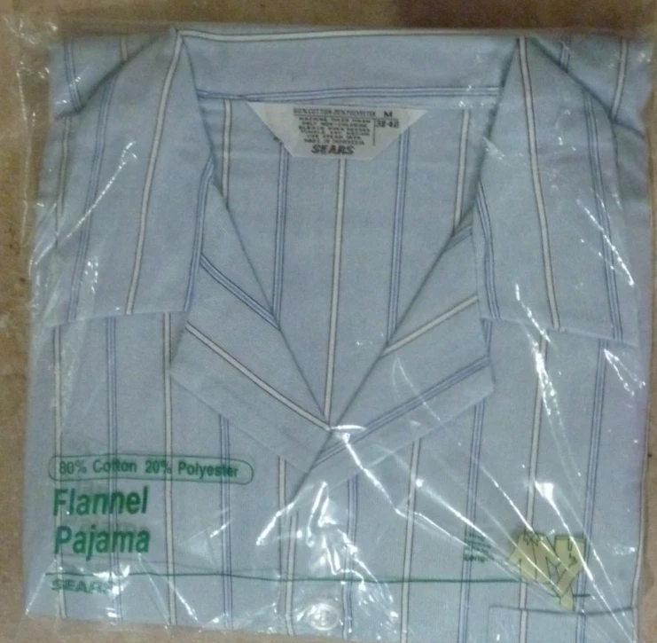 Juego de pijama de franela vintage Sears azul claro LS para hombre talla mediana (38-40) nuevo con etiquetas Foto 1 de 1