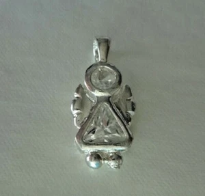 Sterling Silver Clear April Birthstone Angel wings Charm with a bale - Picture 1 of 4