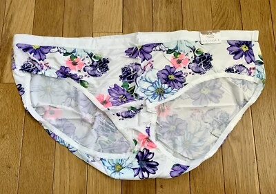 Panty Lane Bryant Cacique No Show Hipster Talla Grande 22/24 Blanco Púrpura Flor Foto 1 de 4