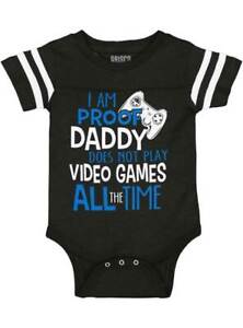 Proof Daddy Doesn?t Play Video Games Gift Unisex Baby Football Romper