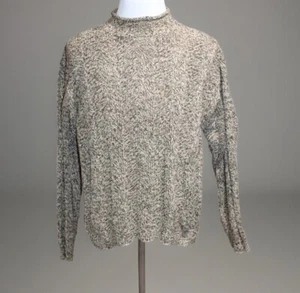 Vintage J CREW Roll Neck Sweater Oarsman Knit Fisherman Tan Brown Mens Large - Picture 1 of 5