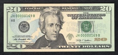 2009 $20 FRN FEDERAL RESERVE NOTE ST. LOUIS, MO GEM UNCIRCULATED LOW SERIAL #169 - Image 1 of 2