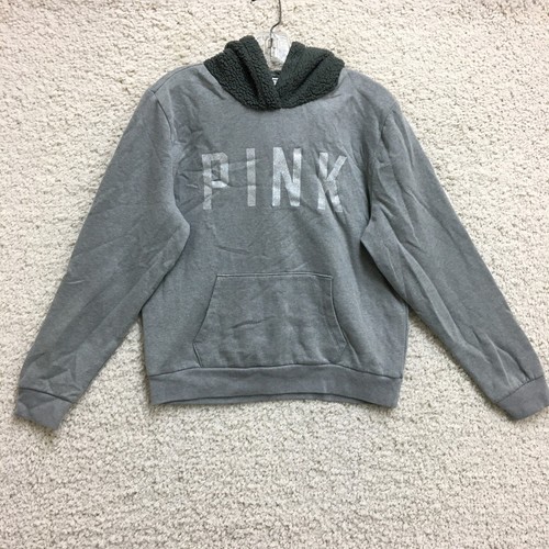 UNDERCOVER ROSA Victorias Secret Felpa con Cappuccio Grande Adulto Grigio Pile Pullover Felpa Donna L