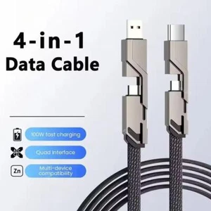 120W Super-fast Charging Data Cable 4-in-1 Nylon Zinc Alloy Charging Cable C7 - Picture 1 of 15