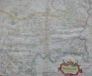 Antique Map Middlesex Robert Morden original hand coloured - Picture 1 of 3