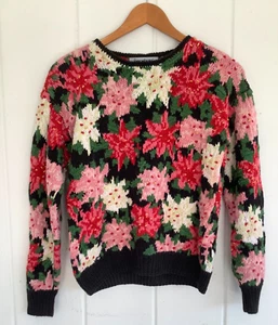 Vintage Signatures by Northern Isles Damen MED Grobstrick Blumen handgestrickt Pullover - Bild 1 von 9