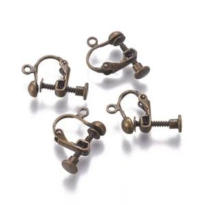 50 pcs Spiral Antique Bronze Rack Plated Brass Screw Clip-on Earring 13x17x4.5mm - Picture 1 of 2