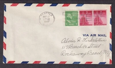 US #804 & #907 HORIZONTAL PAIR SEATTLE TO ROCKAWAY BEACH NEW YORK 1947 - Image 1 of 2