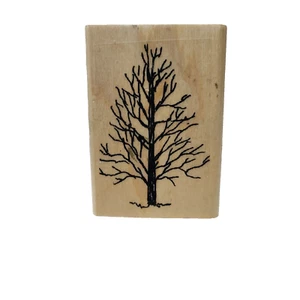 Tree Silhouette Mounted Rubber Stamp With Wooden Base - Picture 1 of 3