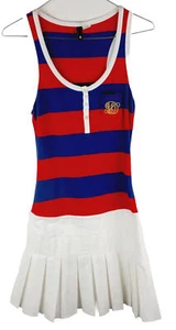 H&M Striped Pique Polo Tennis Shirt Dress Pleated Skirt Size 4 - Picture 1 of 9