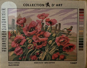 Printed Needlepoint Canvas Only Collection D Art Red Poppies 40x50 Cm - Picture 1 of 3