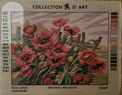 Printed Needlepoint Canvas Only Collection D Art Red Poppies 40x50 Cm - Image 1 of 3