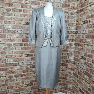 Roman Dress Suit Silver UK 16 Shimmer Below Knee Wedding Party - Picture 1 of 21