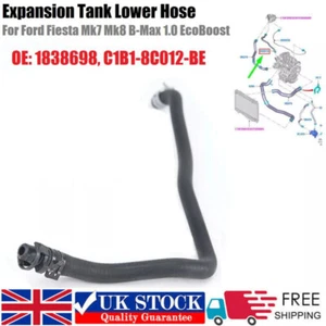 Expansion Tank Lower Hose D4B18C012BE For Ford Fiesta Mk7 Mk8 B-Max 1.0 EcoBoost - Picture 1 of 8