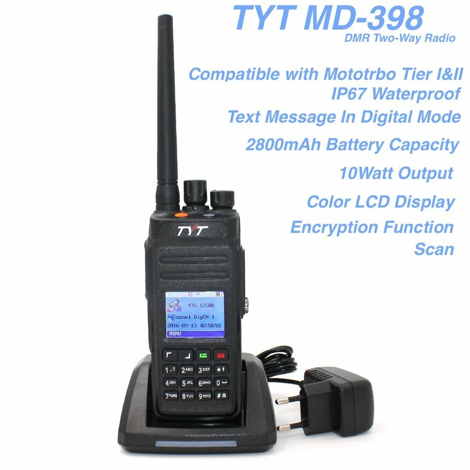 TYT MD-398 DMR Digital IP67 Wasserdicht Funkgeräte 10 W Handheld Walkie Talkies - Bild 1 von 4