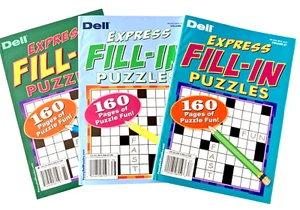 NEW Lot of 3 Penny Press Dell FILL IN Express Puzzle Books Over 160 in Each! - Picture 1 of 2