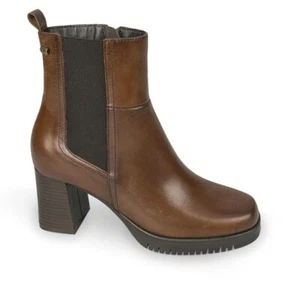 VALLEVERDE V46202 Botín De Cuero Zapatos Tacón Piel Mujer - Imagen 1 de 1