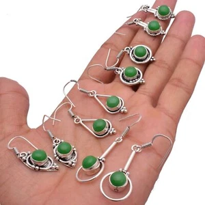 Offer Green Onyx Gemstone 925 Sterling Silver Plated Fashion Earring Lot Jewelry - Picture 1 of 3