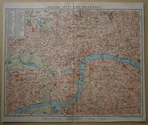 London (City and West End), German map, 1895. - Picture 1 of 1