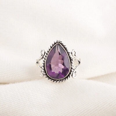 Amethyst Gemstone 925 Sterling Silver Ring Handmade Jewelry Ring For Gift - Image 1 of 3