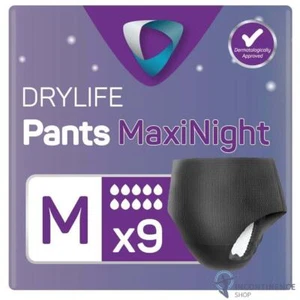 1x Drylife Pants Maxi Night Incontinence Underwear - Medium - 3000ml - Pack of 9 - Picture 1 of 7