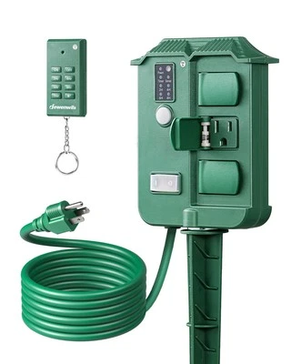 DEWENWILS Outdoor Power Stake Timer Waterproof, 100FT Wireless Remote Control, 6 - Image 1 of 4