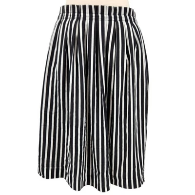 J. Crew Mercantile Elastic Waist Vertical Stripe Midi Skirt Side Pockets 6 - Image 1 of 4